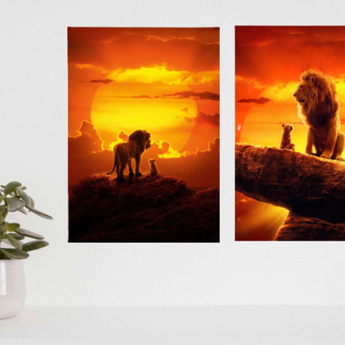 LOS REGALONES - Cuadro Canvas Imagen Rey leon en lienzo Pack X2 Uds 30x50cm Cu
