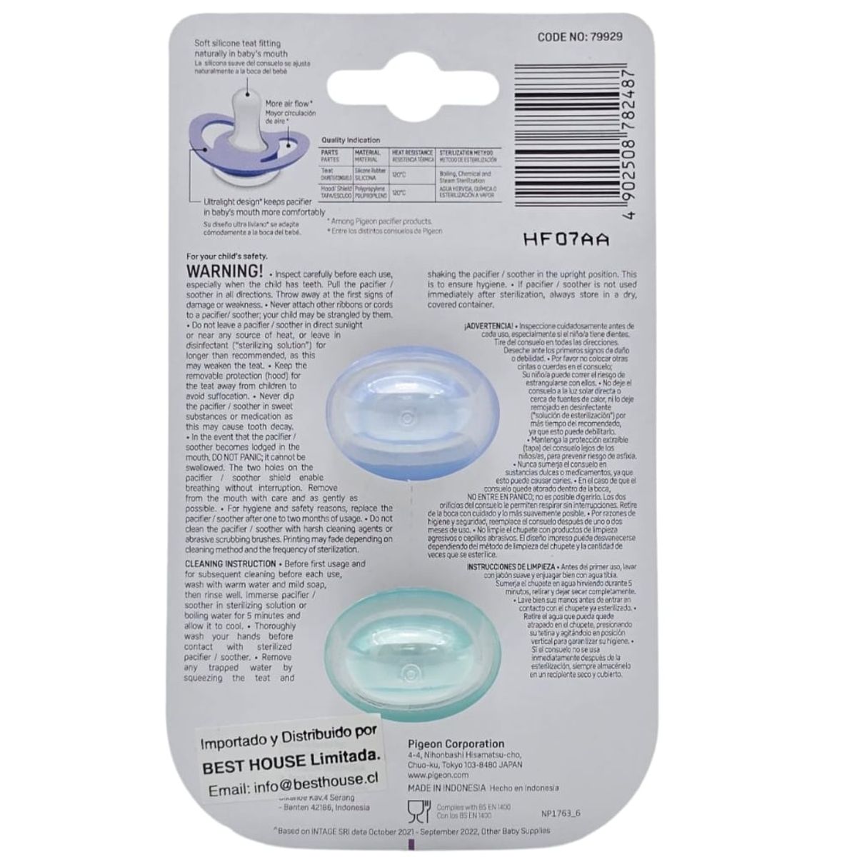 PIGEON - Chupete Odontológico PIGEON Mini Light Talla L 12m+