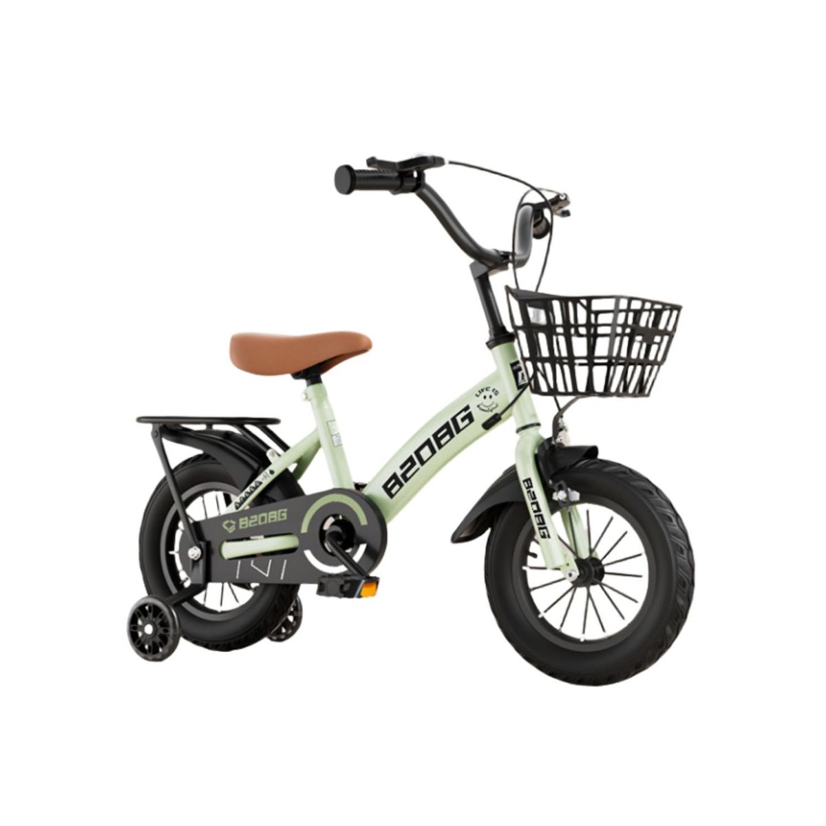 BABYLUNA - Bicicleta Infantil Aro 12 Cesta y Rueda con luces Verde