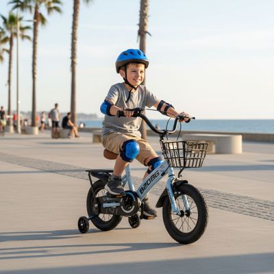 Imagen 2 del producto Bicicleta Infantil Aro 12 Cesta y Rueda con luces Celeste