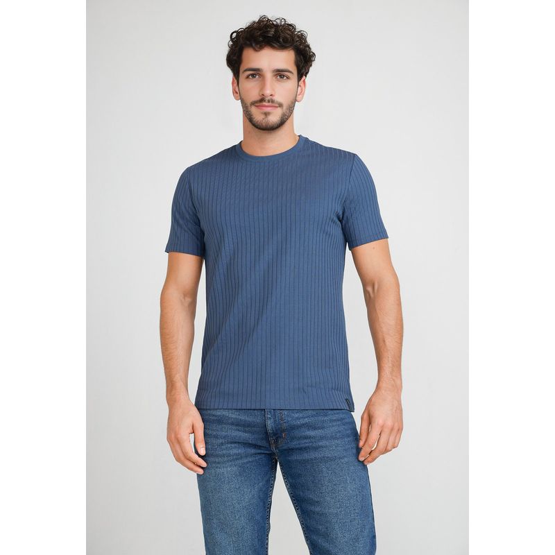 PERRY ELLIS - Polera Hombre Manga Corta Azul Piedra