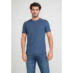 PERRY ELLIS - Polera Hombre Manga Corta Azul Piedra