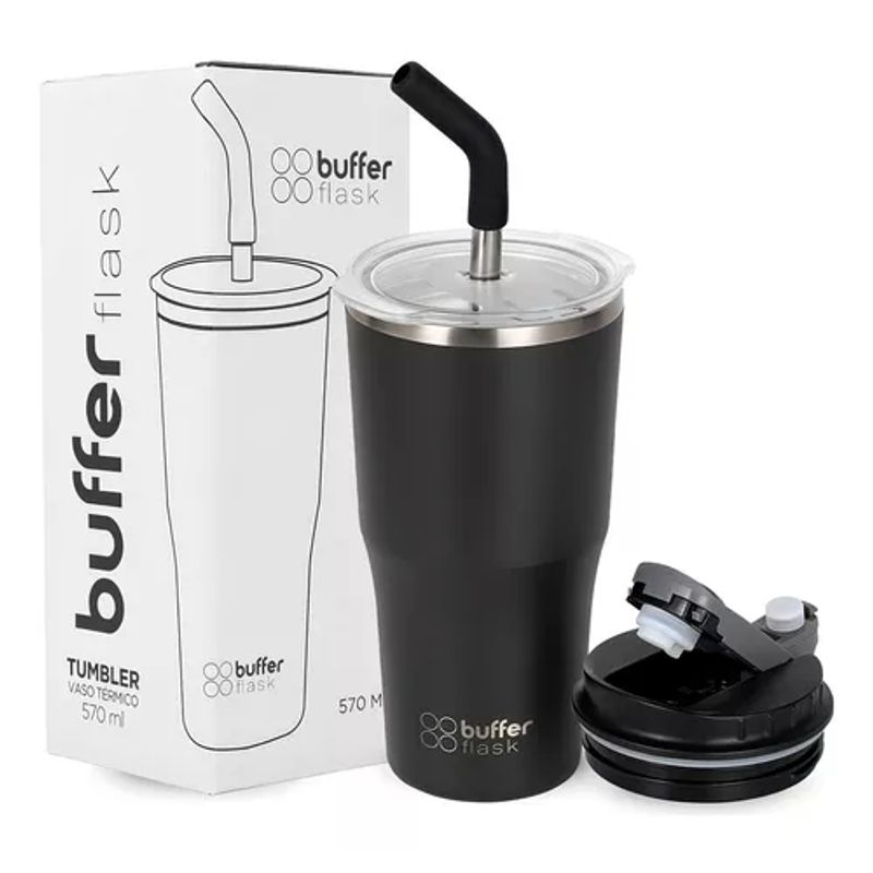 GENERICO - Buffer Roques vaso termo agua y café 570 ml acero inoxidable con tapas