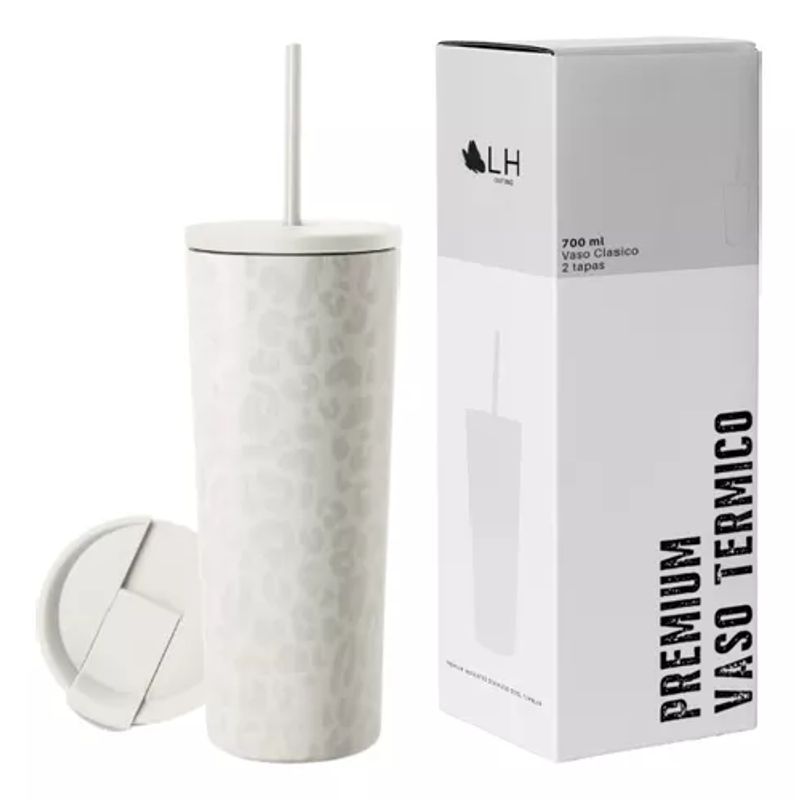 GENERICO - Vaso térmico mug LH 700 lt acero inoxidable frío y calor color blanco