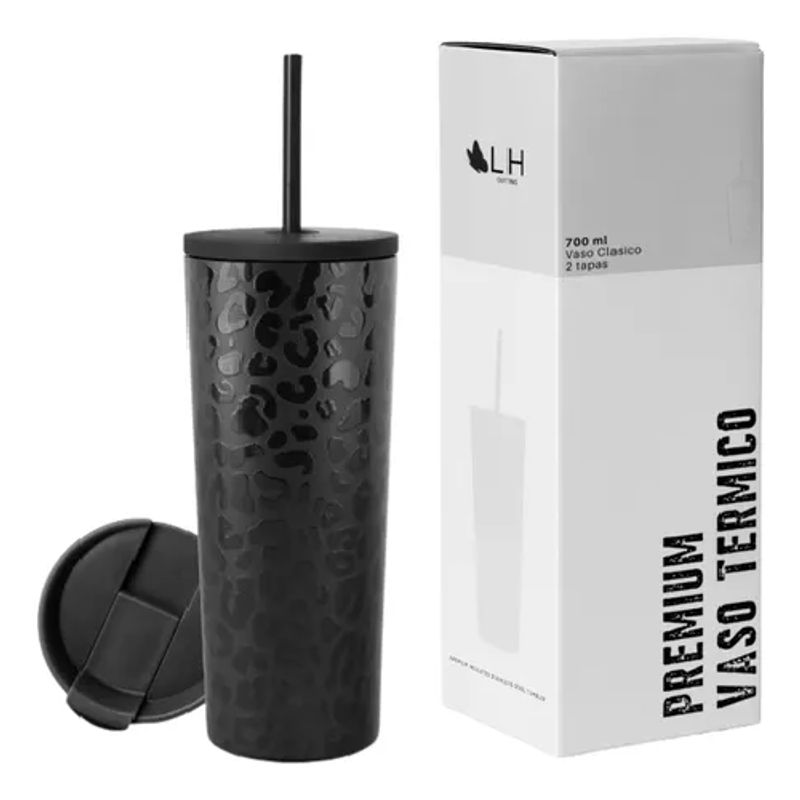 GENERICO - Vaso térmico mug LH 700 lt acero inoxidable frío y calor color negro