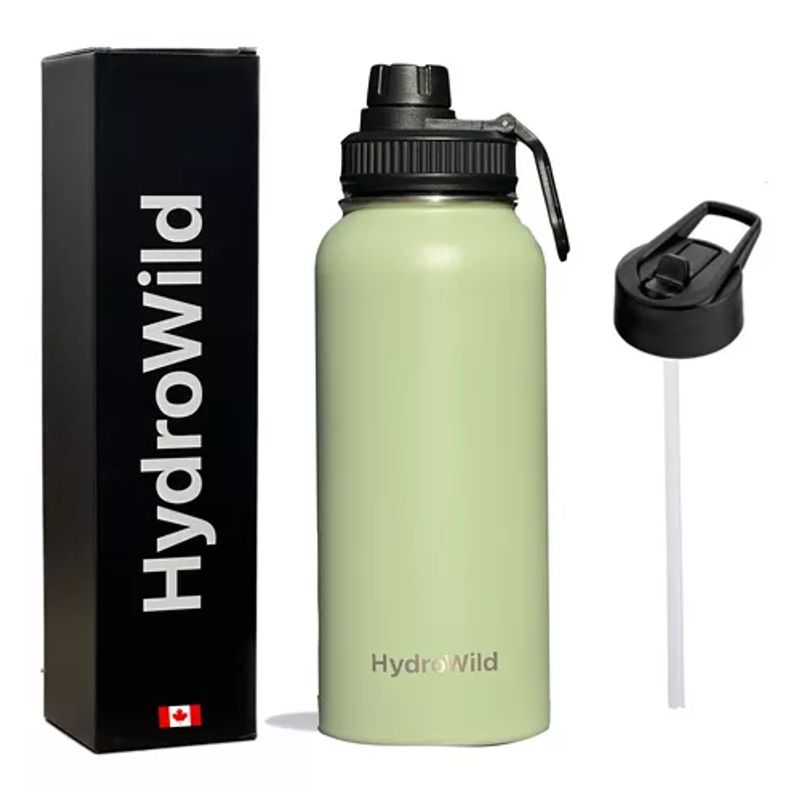 GENERICO - Botella térmica de 1L inoxidable Hydrowild con tapas color limón verde