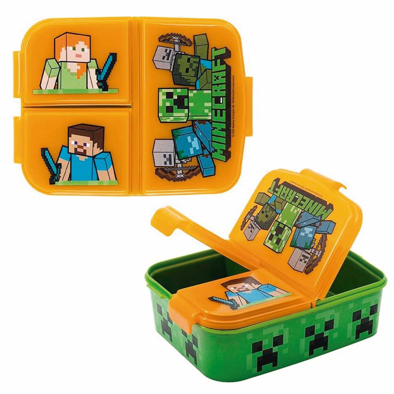 MINECRAFT - Tupper Contenedor de minecraft hermético - Sandwichera con Divisiones