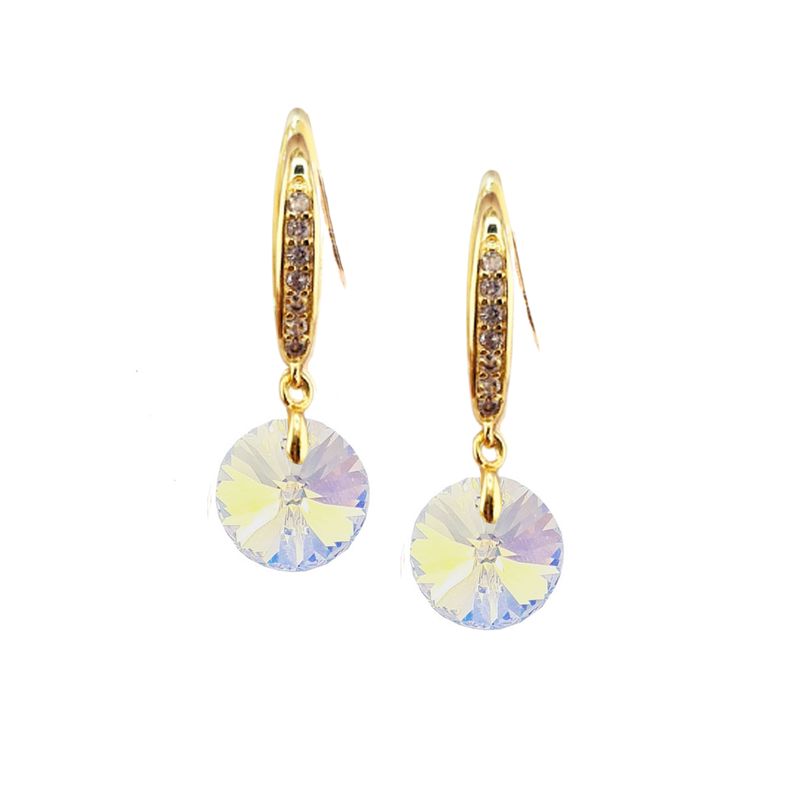 JOYAS MONTERO - Aros Aurora Baño de Oro 24K Cristal Aurora Boreal