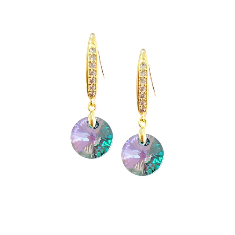 JOYAS MONTERO - Aros Aurora Baño de Oro 24K Cristal Paradise Shine