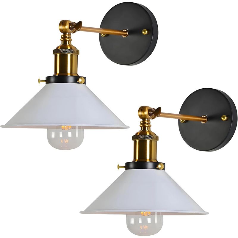 MICRO - 2 piezas lampara de pared industrial luz colgante vintage 22cm  blanco.