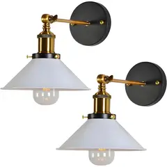 MICRO - 2 piezas lampara de pared industrial luz colgante vintage 22cm blanco.