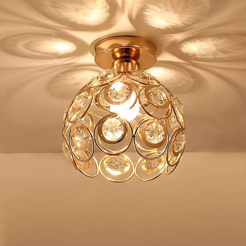 MICRO - Lampara colgante de techo vintage cristal e27 - Dorada