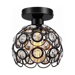 MICRO - Lampara colgante de techo vintage cristal e27 - negro