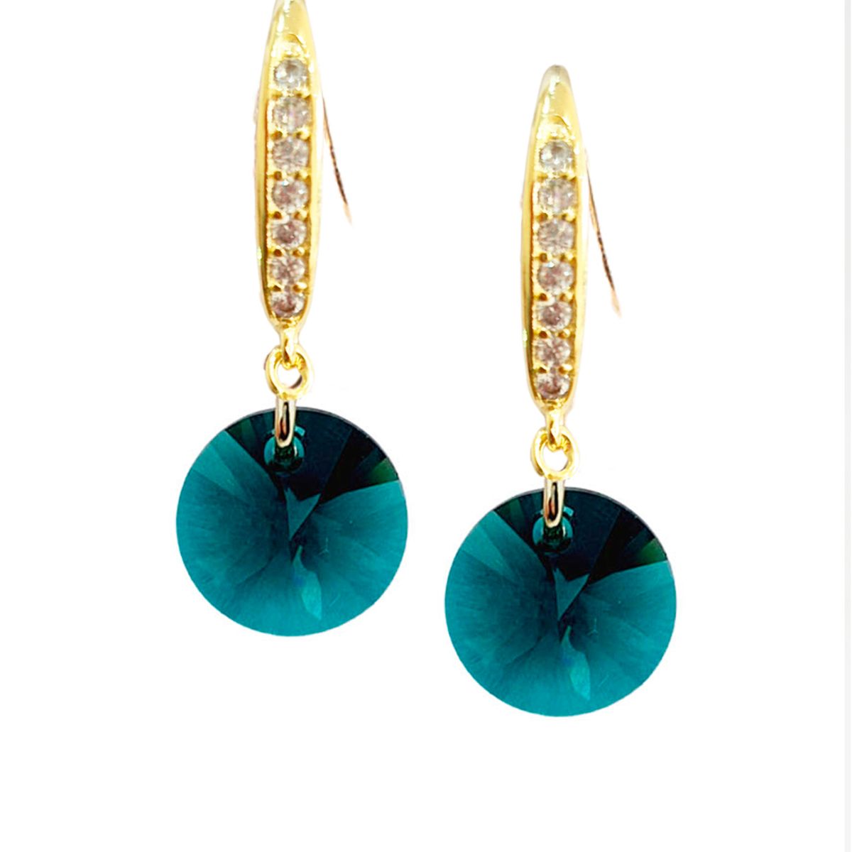 JOYAS MONTERO - Aros Aurora Baño Oro 24K creado cristales de Swarovski® Emerald