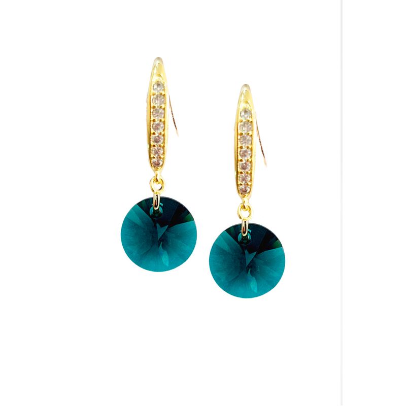 JOYAS MONTERO - Aros Aurora Baño de Oro 24K Cristal Emerald
