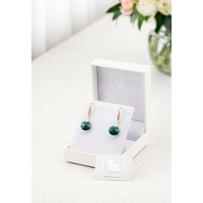 Imagen 2 del producto Aros Aurora Baño Oro 24K creado cristales de Swarovski® Emerald