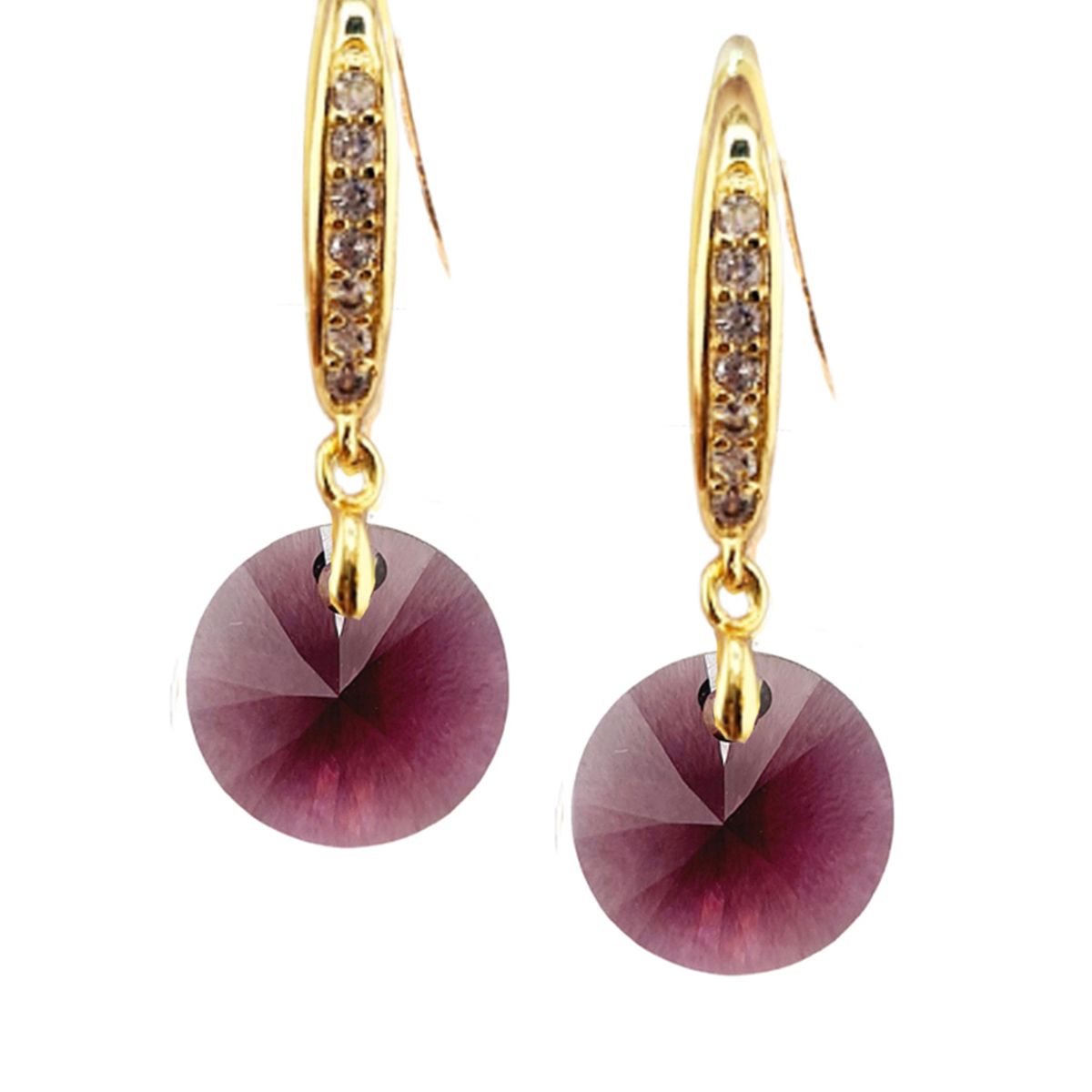 JOYAS MONTERO - Aros Aurora Baño Oro 24K creado cristales de Swarovski® Amathyste