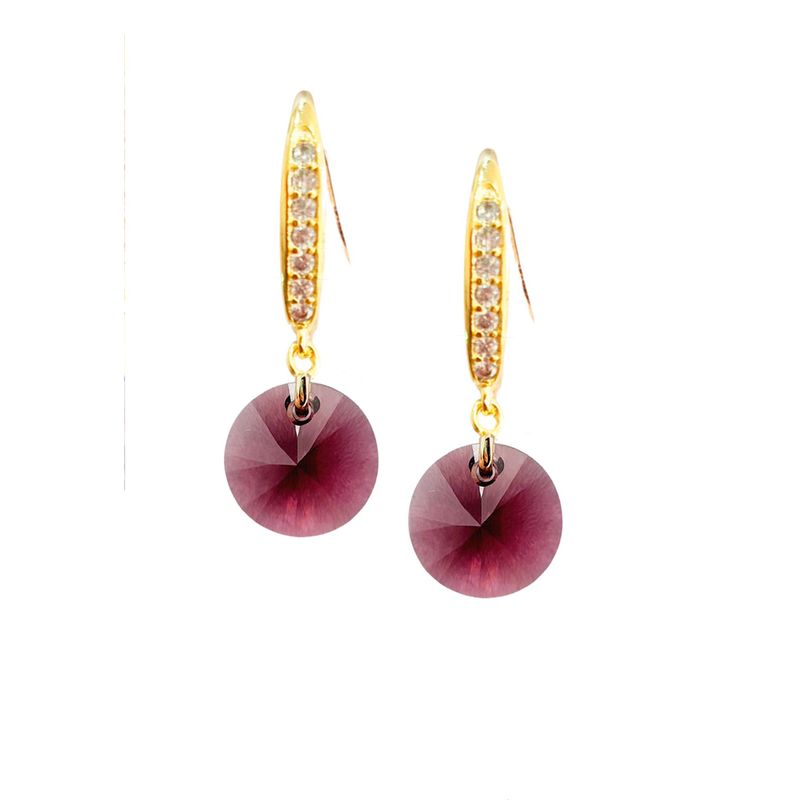 JOYAS MONTERO - Aros Aurora Baño de Oro 24K Cristal Amathyste