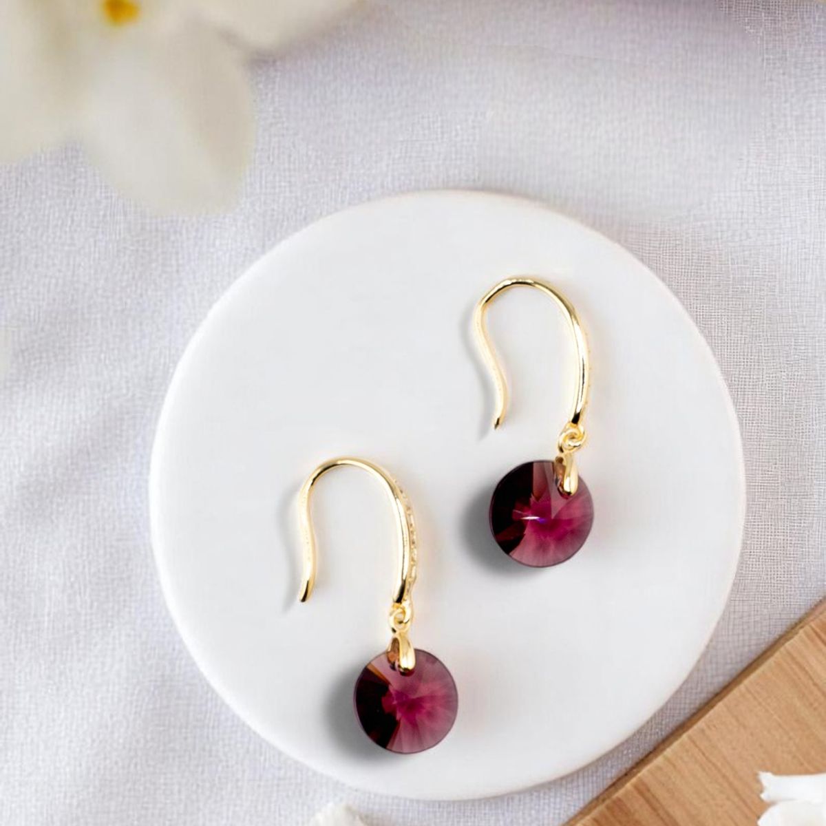 JOYAS MONTERO - Aros Aurora Baño Oro 24K creado cristales de Swarovski® Amathyste