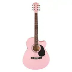 EPIC - Guitarra Electroacústica Rosada 40 Pulgadas con Funda