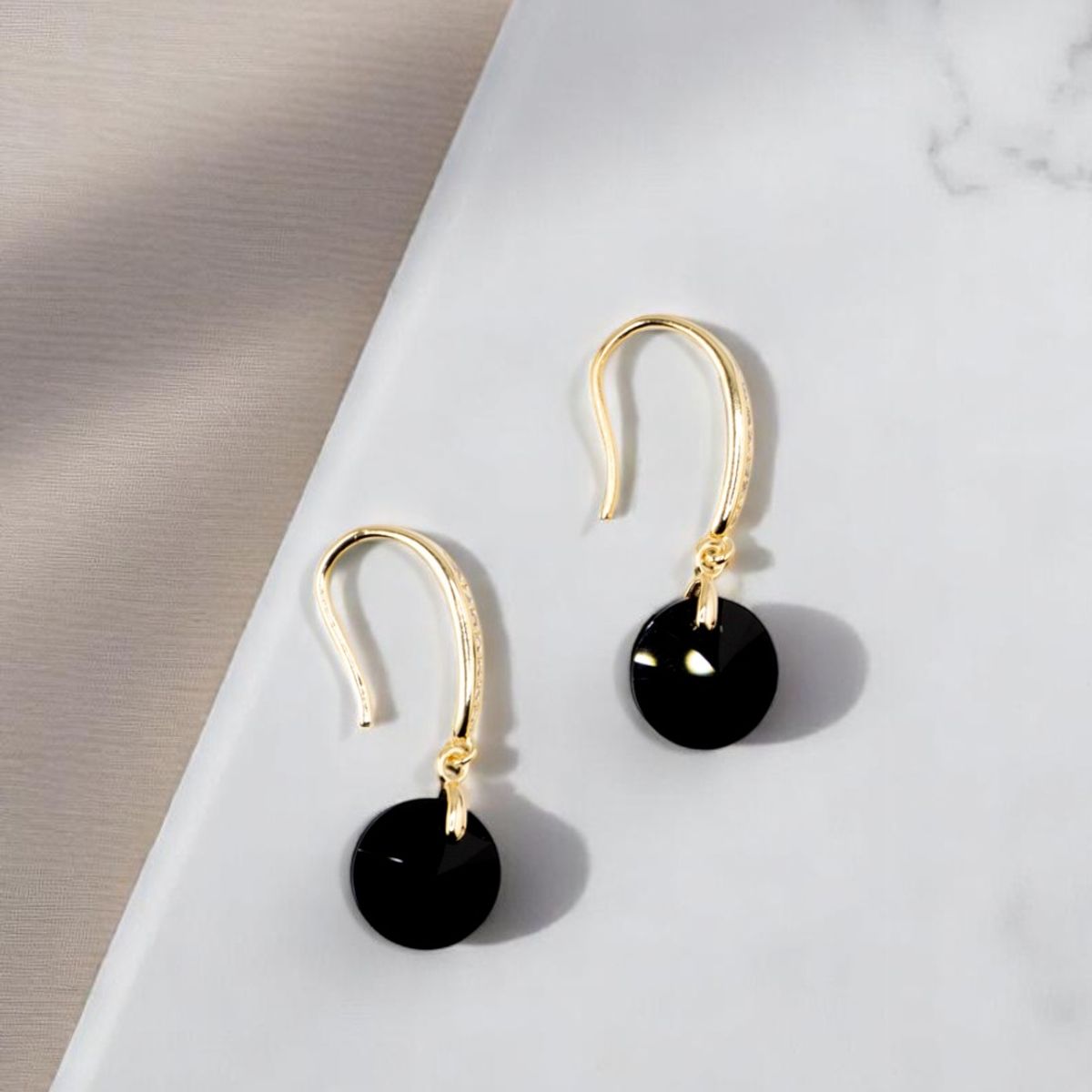 JOYAS MONTERO - Aros Aurora Baño Oro 24K creado cristales de Swarovski® Jet