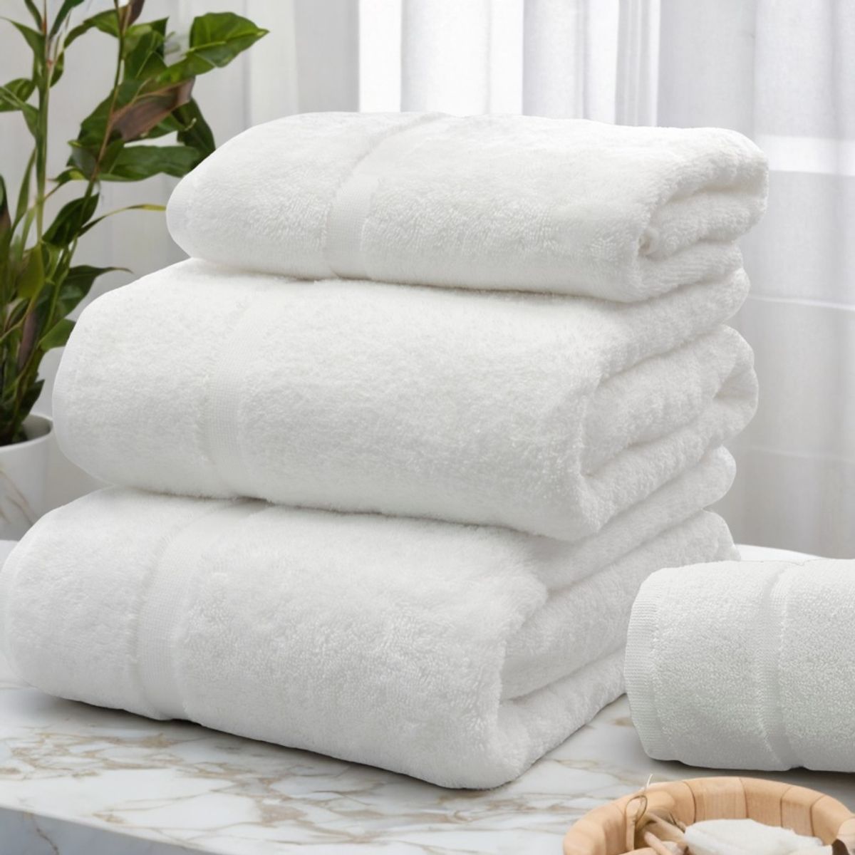 KARSTEN - Set 2 sábanas de baño hoteleras Karsten 600gr 86x150 cms blancas