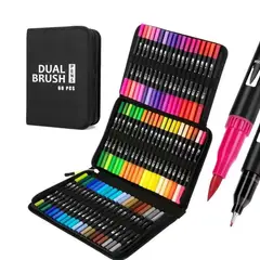 MICRO - Marcadores de doble punta 60 colores plumones punta pincel