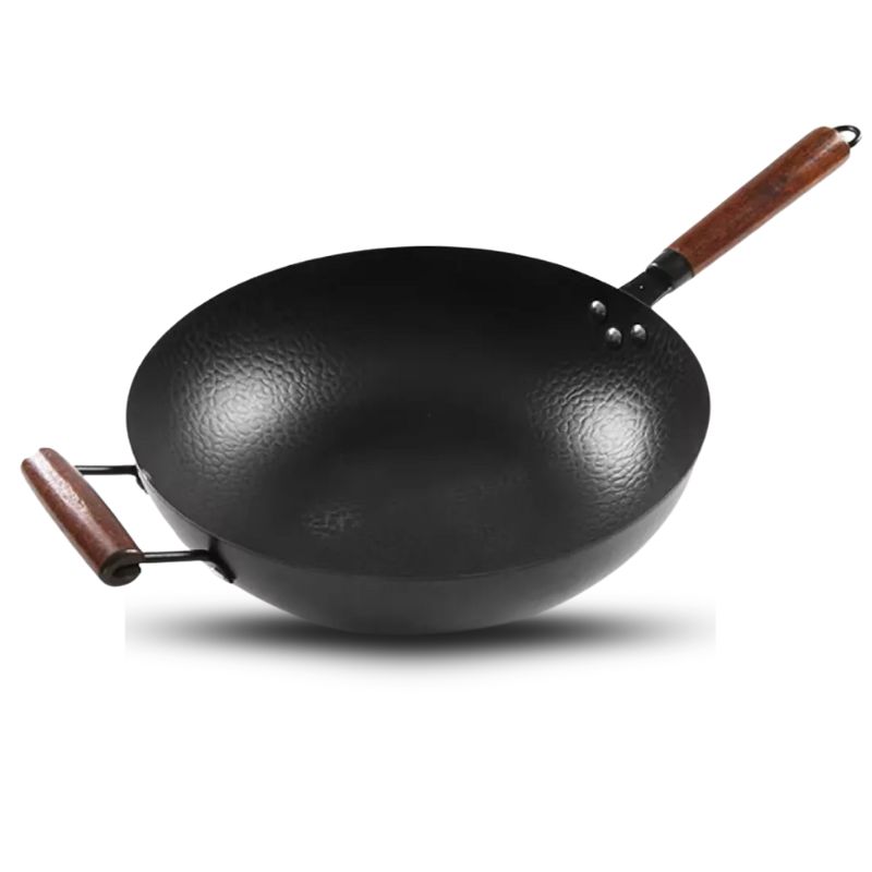 GENERICO - Sartén Premium Wok de Hierro Forjado 32 cm con Mango de Madera