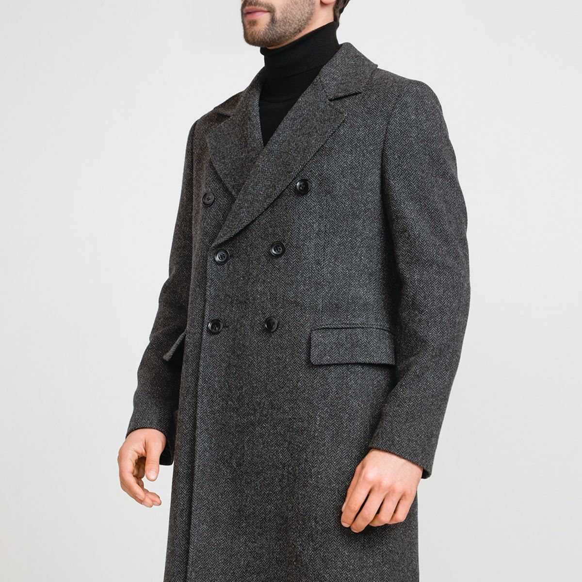 PERRY ELLIS - Abrigo Hombre Lana Espiga Negro