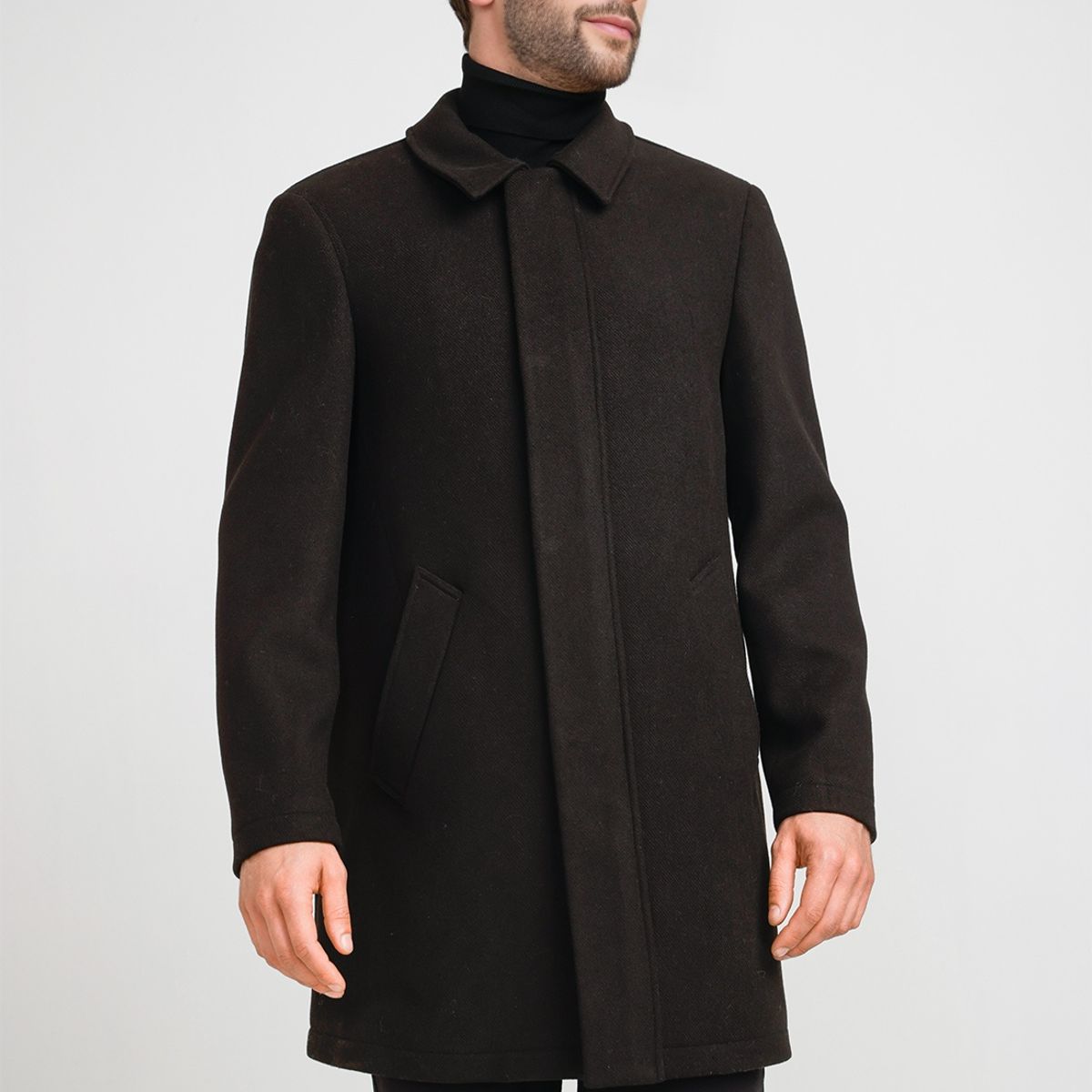 PERRY ELLIS - Abrigo Hombre Lana Twill Negro
