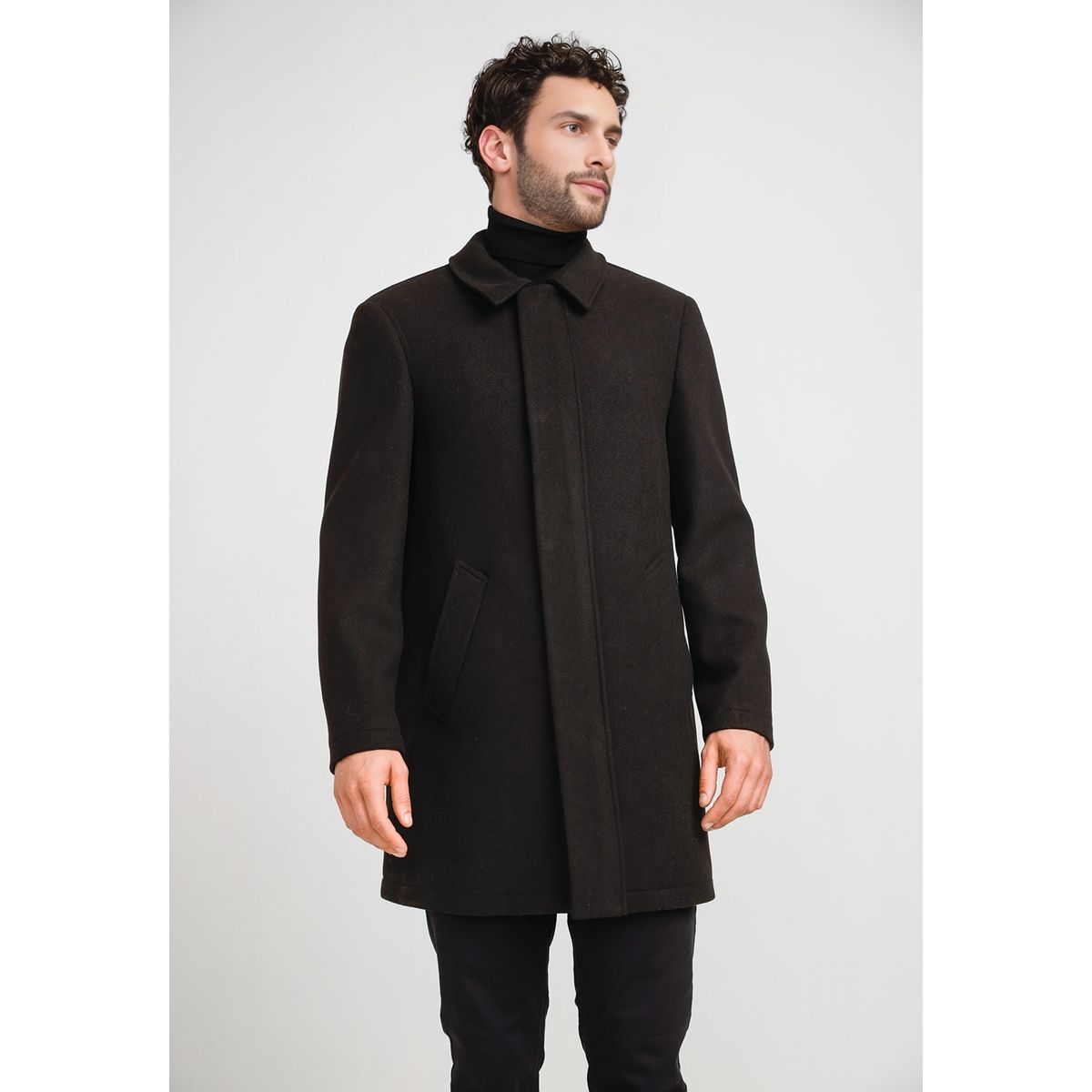 PERRY ELLIS - Abrigo Hombre Lana Twill Negro