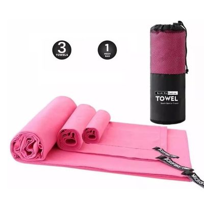 Imagen 2 del producto Set de 3 Toallas Baño Viaje Microfibra Secado Rápido Rosada Pink, Allinx