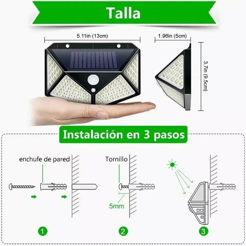 MICRO - Luminaria de seguridad solar para jardín, exterior, 5 piezas