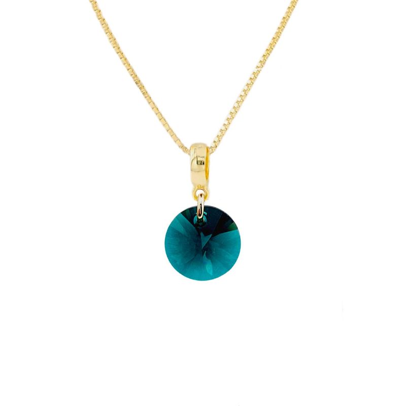 JOYAS MONTERO - Collar Aurora Gold Cristal Genuino Emerald