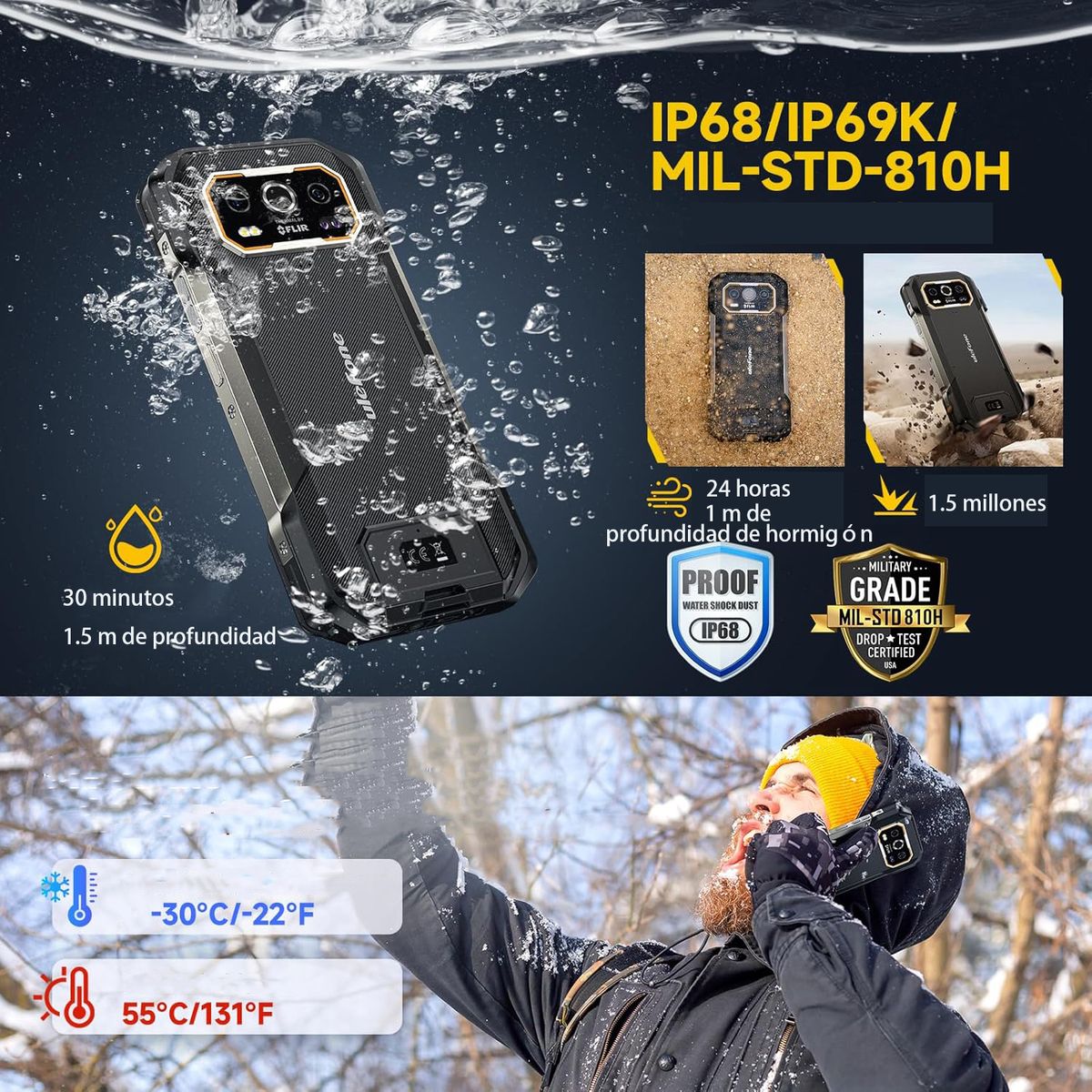 ULEFONE - Ulefone Armor 27 Pro 5G Celular 10600mAh-Negro