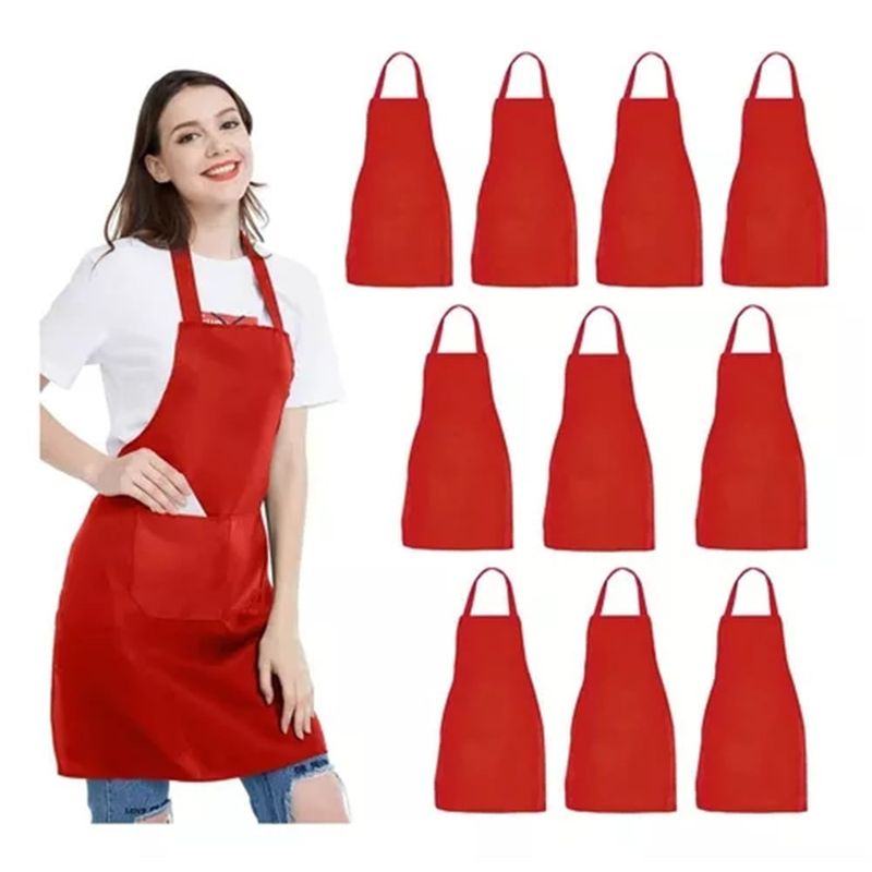 MICRO - 10 pzs mandil delantal para chef meseros barbería pintores rojo