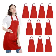 MICRO - 10 pzs mandil delantal para chef meseros barbería pintores rojo