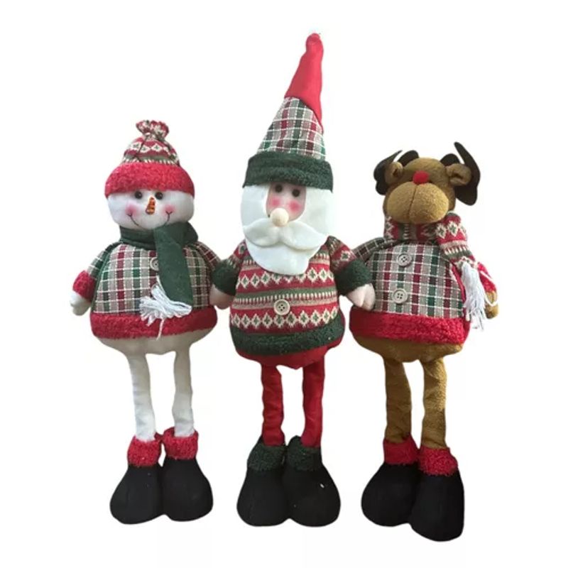 GENERICO - Pack x3 pata larga navideños pascuero mono nieve verde