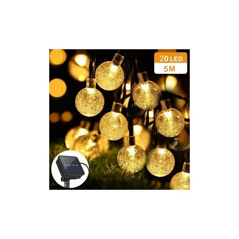 MICRO - Cadena de Luz Solar con 30LED Globos de 6.5M para Exteriores 8 Modos