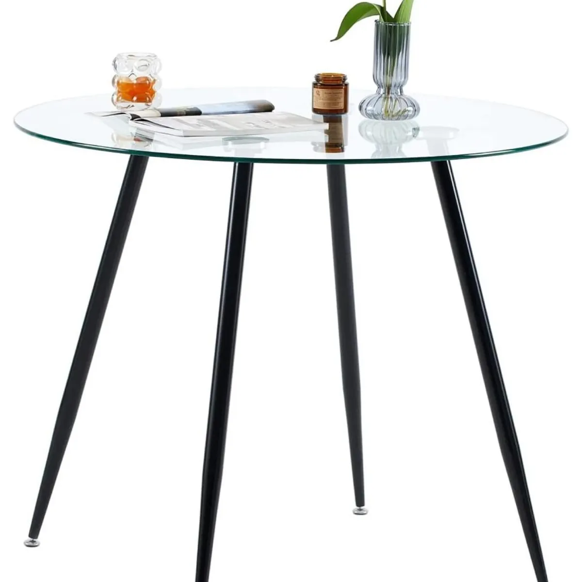 HABITA2 CHILE - Mesa de comedor de vidrio Minimalista Negro - 80 cm