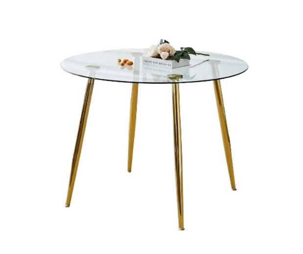 Mesa de comedor de vidrio Minimalista Dorado - 80 cm