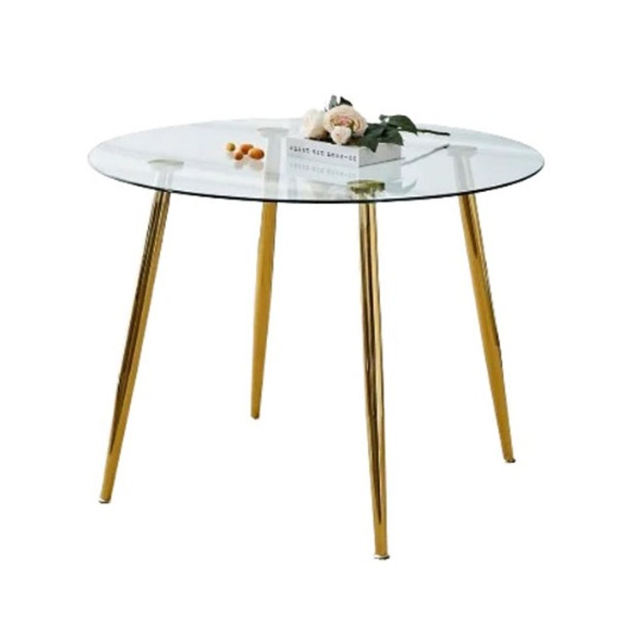 HABITA2 CHILE - Mesa de comedor de vidrio Minimalista Dorado - 80 cm