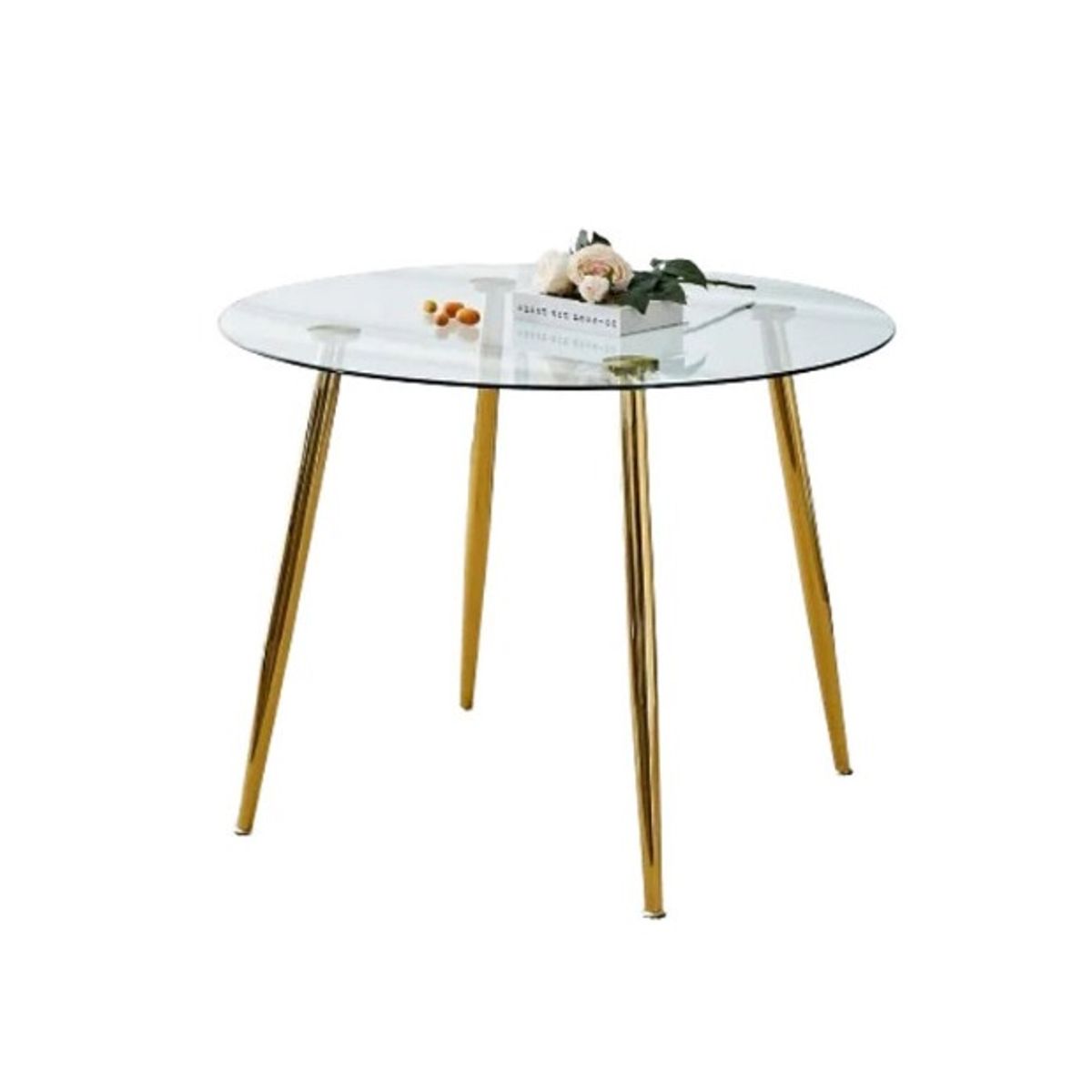 HABITA2 CHILE - Mesa de comedor de vidrio Minimalista Dorado - 80 cm