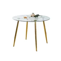 Mesa de comedor de vidrio Minimalista Dorado - 80 cm