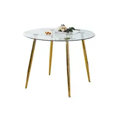 HABITA2 CHILE - Mesa de comedor de vidrio Minimalista Dorado - 80 cm