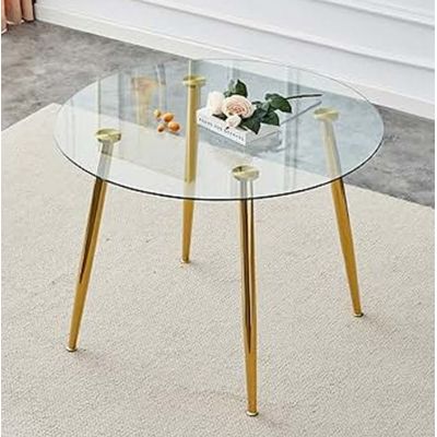 Imagen 2 del producto Mesa de comedor de vidrio Minimalista Dorado - 80 cm