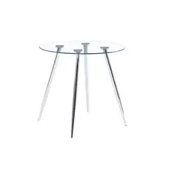 HABITA2 CHILE - Mesa de comedor de vidrio Minimalista Plateado - 80 cm