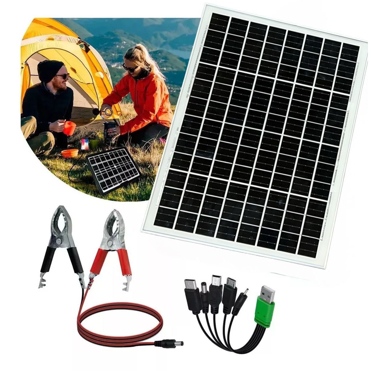 GENERICO - Panel Solar Multifuncional Carga Usb 20w Portátil