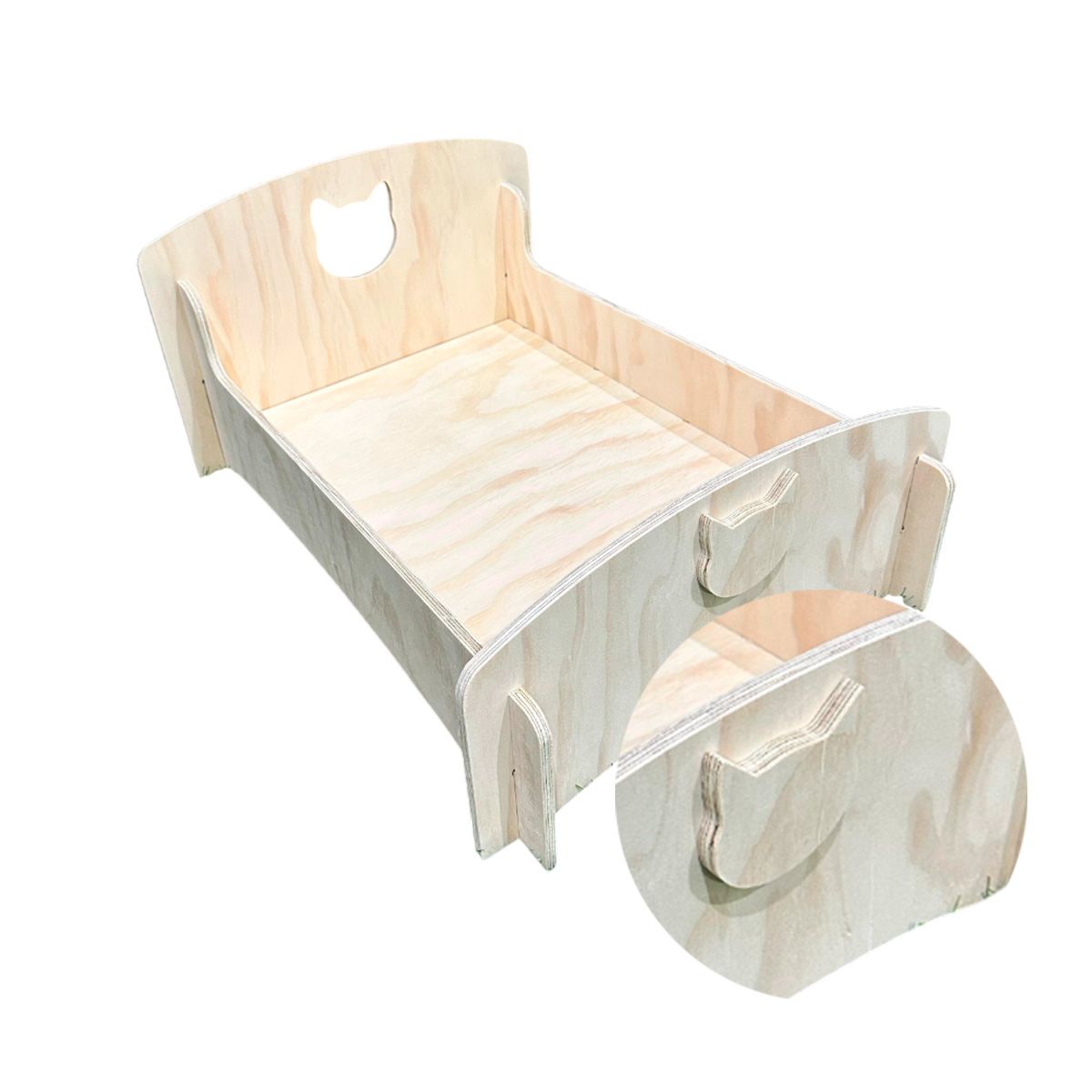 GENERICO - Cama de Madera para Gatos Diseño Gatito - Cómoda y Segura