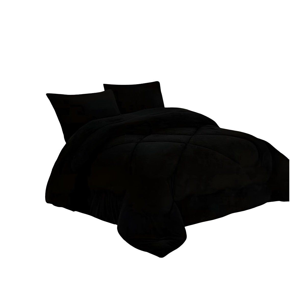 GENERICO - Cobertor Cubrecama Plush Con Chiporro 2 Plazas Unicolor Negro